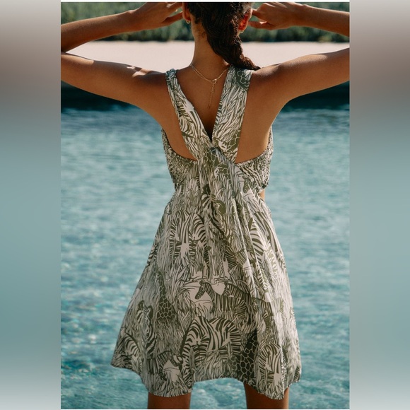 The Piper Bandeau Cutout Mini Dress in Green/ Moss - Picture 2 of 3